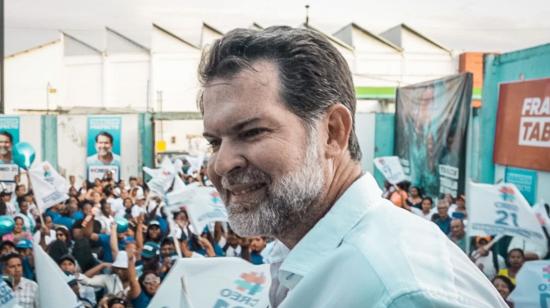 El excandidato a la Prefectura del Guayas, Francesco Tabacchi, en un acto de campaña, el 2 de febrero de 2023. 