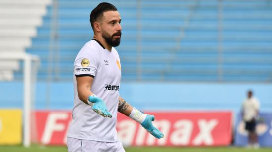 Hernán Galíndez, durante el partido de Aucas ante Delfín, el 11 de junio de 2023.