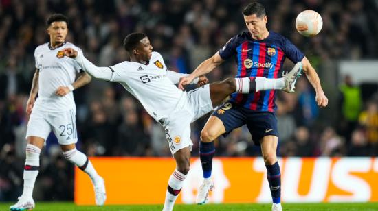 Robert Lewandowski, del FC Barcelona, en el partido ante el Manchester United en el Camp Nou por la Europa League, el 16 de febrero de 2023.