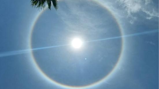 Imagen de un halo solar, captada en Portoviejo, el 16 de febrero de 2023.