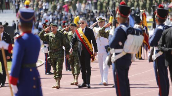 El presidente Guillermo Lasso en un evento militar en Quito, el 26 de enero de 2023.