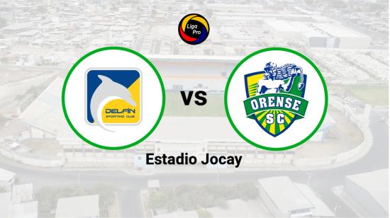 Delfín se enfrenta a Orense en el estadio Jocay el 27 de febrero de 2023.