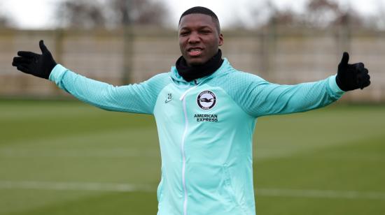 Moisés Caicedo, durante un entrenamiento con el Brighton, el 3 de marzo de 2023.