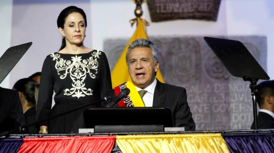 Lenín Moreno y su esposa Rocío González, durante su posesión presidencial, en mayo de 2017.