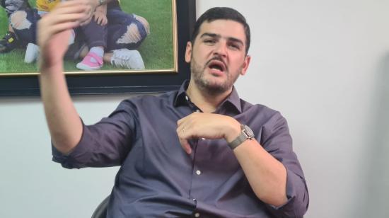 El alcalde electo de Guayaquil, Aquiles Álvarez, en una entrevista con PRIMICIAS, el 8 de marzo de 2023.