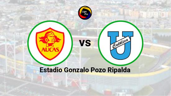 Aucas se enfrenta a Universidad Católica en el estadio Gonzalo Pozo Ripalda, el 19 de marzo de 2023.