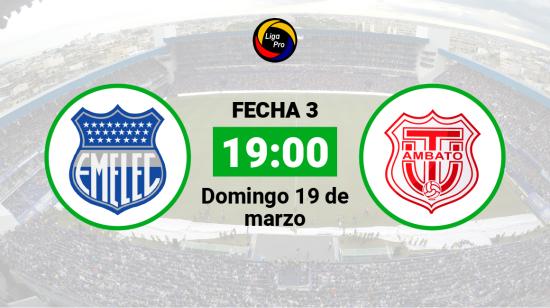 Emelec se enfrenta a Técnico Universitario el domingo 19 de marzo desde las 19:00.