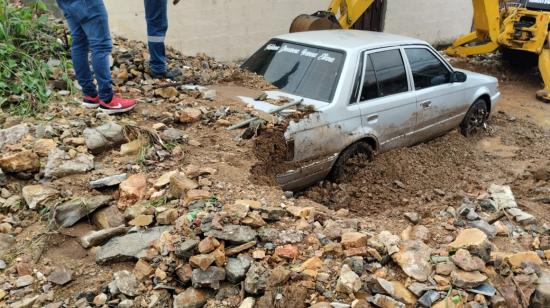 Deslizamiento de tierra en el barrio Bellavista, en Guayaquil, el 14 de marzo de 2023. 