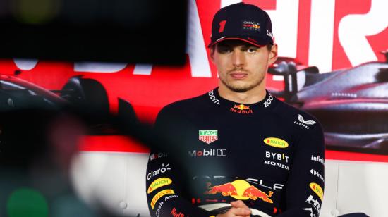 El piloto neerlandés, Max Verstappen, durante la rueda de prensa previa al GP de Baréin.