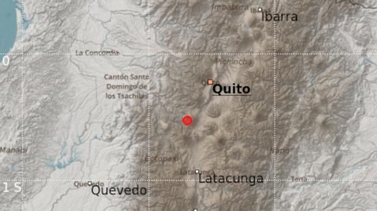 Imagen ampliada de la ubicación del sismo en Machachi, el 17 de marzo de 2023. 