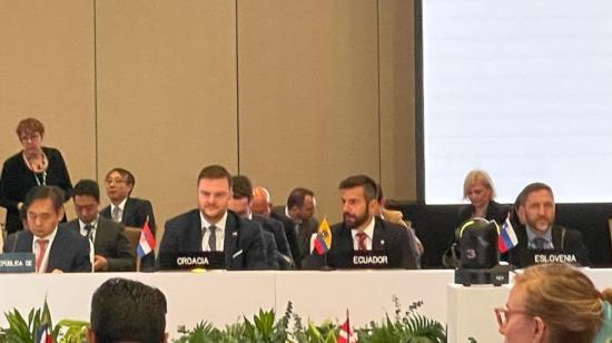 El ministro de Finanzas, Pablo Arosemena, en la reunión anual del BID en Panamá, el 18 de marzo de 2023.