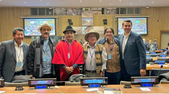 Leonidas Iza en la Conferencia de la ONU sobre el Agua 2023, el 22 de marzo de 2023. 