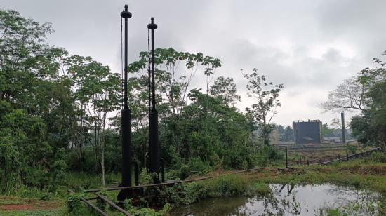 Mecheros apagados en la estación central Lago Agrio, de Petroecuador, en Sucumbíos. Foto del 29 de marzo de 2023. 