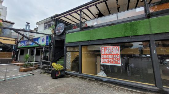 Un local de arriendo en el sector de La Mariscal, el 29 de marzo de 2023.