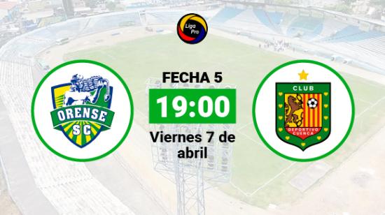 Orense se enfrenta a Deportivo Cuenca el viernes 7 de abril desde las 19:00.