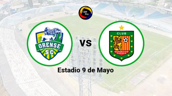 Orense se enfrenta a Deportivo Cuenca en el estadio 9 de Mayo el 7 de abril de 2023.