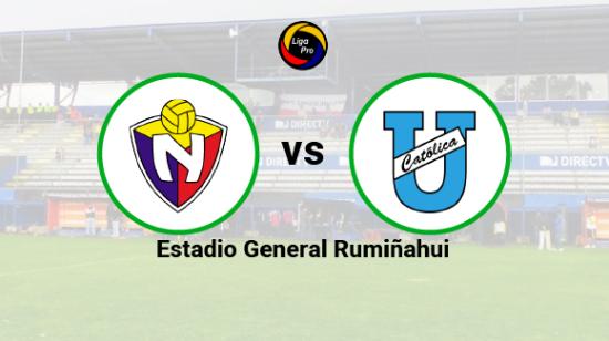 El Nacional se enfrenta a Universidad Católica en el estadio General Rumiñahui el 8 de abril de 2023.