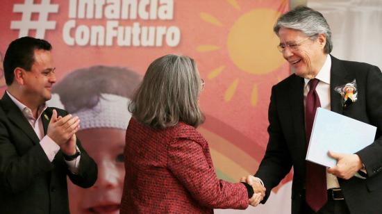 El presidente Guillermo Lasso durante la presentación del anteproyecto de ley de la primera infancia, el 11 de abril de 2023.