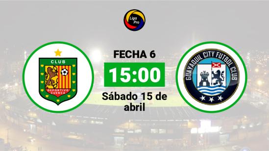 Deportivo Cuenca se enfrenta a Guayaquil City el sábado 15 de abril desde las 15:00.