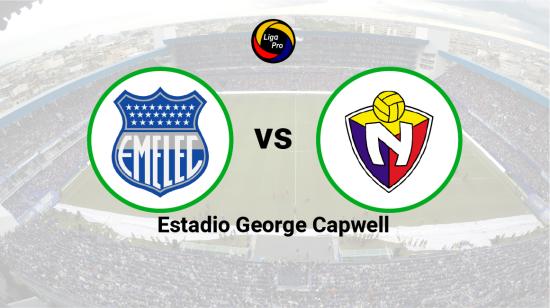 Emelec se enfrenta a El Nacional en el estadio George Capwell, el 16 de abril de 2023.