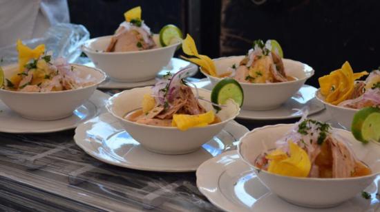 Platos de encebollado en el Mundial del Encebollado 2017, en Esmeraldas. 