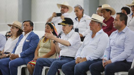 El presidente Guillermo Lasso, en un evento en Santo Domingo este 14 de abril de 2023.