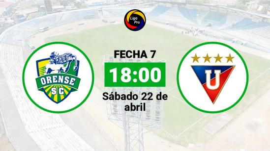 Orense se enfrenta a Liga de Quito el sábado 22 de abril desde las 18:00.