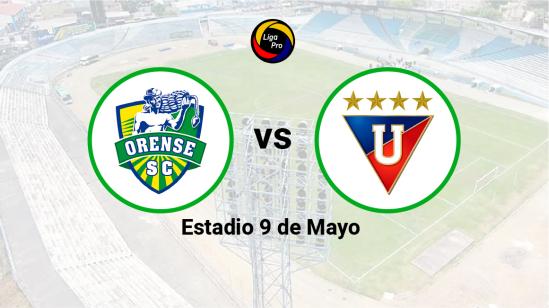 Orense se enfrenta a Liga de Quito en el estadio 9 de Mayo el 22 de abril de 2023.