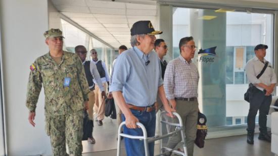 El presidente Guillermo Lasso visita las instalaciones de Flopec este 16 de marzo de 2023.