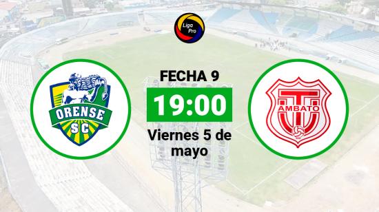 Orense se enfrenta a Técnico Universitario el viernes 9 de mayo desde las 19:00.