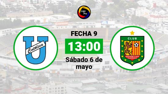 Universidad Católica se enfrenta a Deportivo Cuenca el sábado 6 de mayo desde las 13:00.