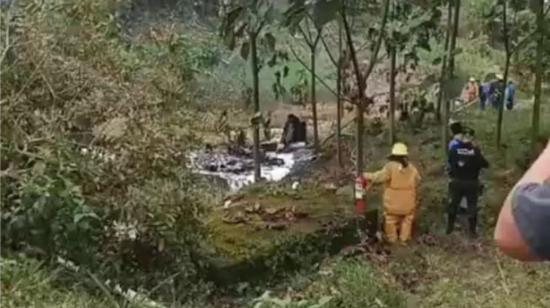 Lugar donde cayó la avioneta en el sector de Shell, en Pastaza, el 8 de mayo de 2023. 