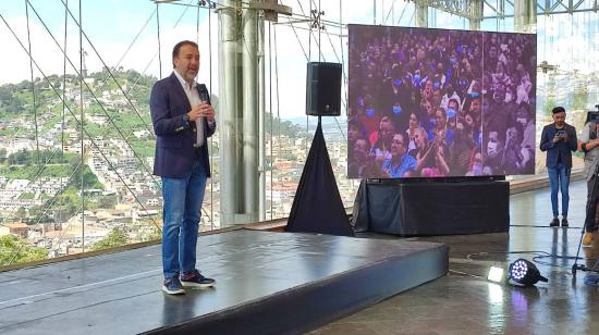 El alcalde de Quito, Pabel Muñoz, durante el acto de presentación de su equipo de trabajo, el 10 de mayo de 2023.