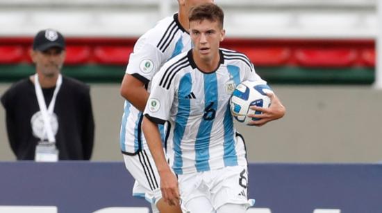 Máximo Perrone, durante el Sudamericano Sub 20, el 21 de enero de 2023.