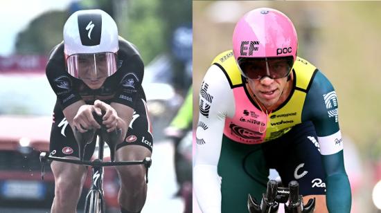 Los ciclistas Remco Evenepoel Rigoberto Urán en el  Giro Italia 2023.