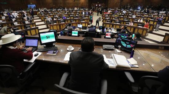 El Pleno de la Asamblea Nacional, este 9 de mayo de 2023, durante la sesión para decidir sobre el juicio político al presidente Guillermo Lasso.