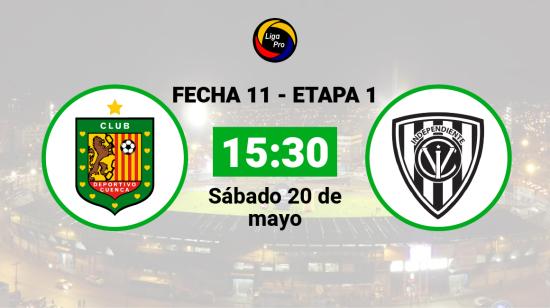 Deportivo Cuenca se enfrenta a Independiente del Valle el sábado 20 de mayo desde las 15:30.