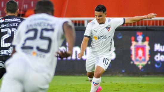 Alexander Alvarado, durante el partido de Liga de Quito ante Técnico Universitario, el 19 de mayo de 2023.