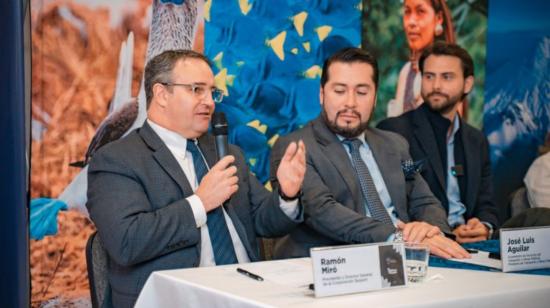 Ramón Miró, presidente y director general de Corporación Quiport, concesionario del aeropuerto de Quito, en el lanzamiento de la ruta Quito-Nueva York, en febrero de 2023. 