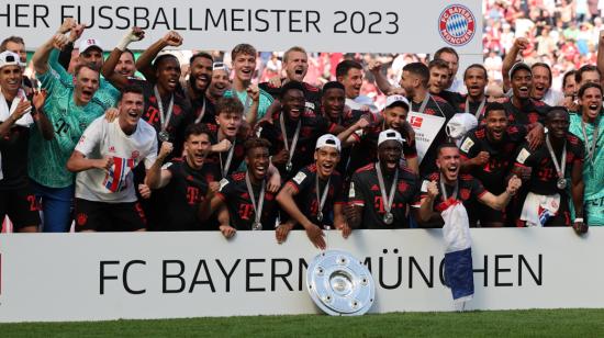 Bayern Múnich festeja el título de la Bundesliga, el 27 de mayo de 2023. 