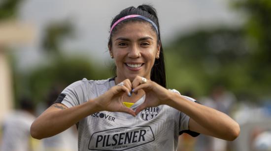 Madelen Riera, después de un entrenamiento de Barcelona, en Guayaquil, el miércoles 10 de mayo de 2023. 