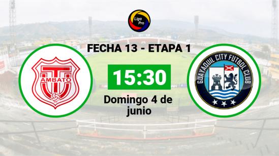 Técnico Universitario se enfrenta a Guayaquil City el domingo 4 de junio desde las 15:30.