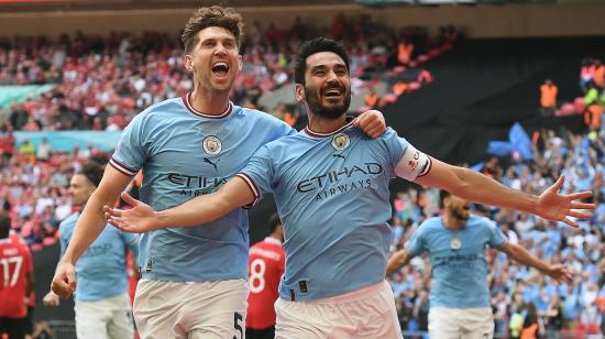 Ilkay Gundogan celebra su segundo gol en la final de la FA Cup entre el Manchester City y el Manchester United, el 3 de junio de 2023.