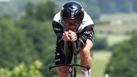 El danés Mikkel Bjerg ganó la contrarreloj individual de la Etapa 4 del Critérium du Dauphiné, el 7 de junio de 2023. 