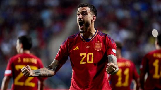 Joselu Mato festeja un gol con España ante Italia en la Nations League, el 15 de junio de 2023.