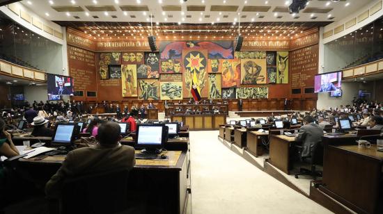 El último día de trabajo de la Asamblea antes de la muerte cruzada, el 16 de mayo de 2023, durante el juicio político al presidente Lasso.