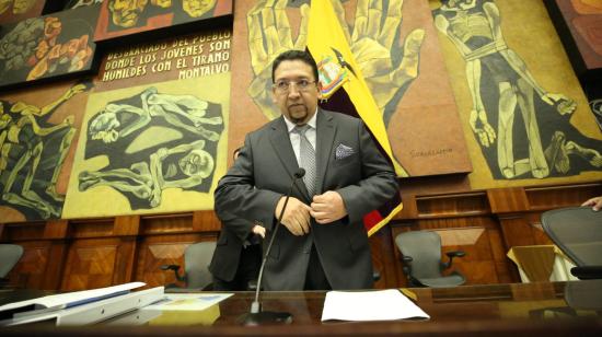 Virgilio Saquicela, presidente de la Asamblea, durante la instalación de la sesión de este 14 de mayo de 2023.