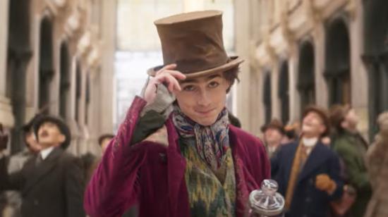 El actor Timothée Hal Chalamet en el personaje de Willy Wonka.