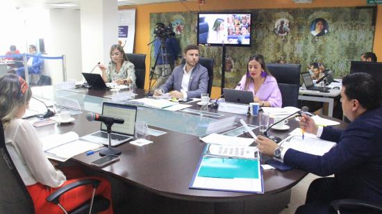Consejeros del CPCCS en una sesión, el 12 de julio, en Quito.