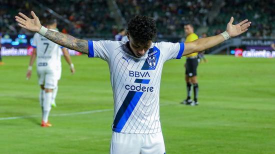 Joao Rojas festeja uno de sus goles con el Monterrey, el14 de julio de 2023.